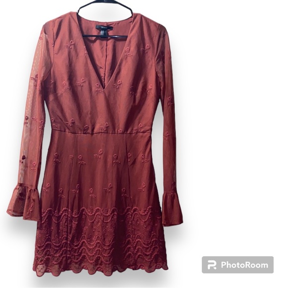 F21 Rusty orange midi dress - Picture 1 of 9